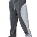 ZAFUL Men's Baggy Sweatpants Color Block Irregular Patchwork Drawstring Sweatpants Casual Wide Leg Lounge Pants(1-Grey, S) (Gray, S)