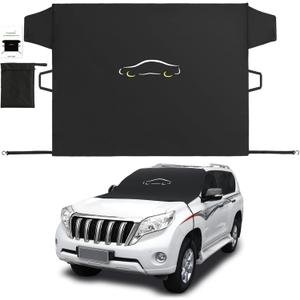 Cosyzone Windshield Cover for Ice and Snow, XL Size (Black)-600D Oxford Fabric Weatherproof for Winter, Includes Anti-Theft Straps&Storage Bag, Fits Most Cars, Trucks, Vans, SUVs(70.86 x 51.2 inches)