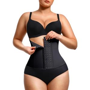 Waist Trainer for Women Latex Underbust Waist Cincher Corset, Tummy Control Corset Sport Girder Hourglass Body Shaper (Small, Black3 Rows Hooks)