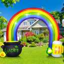 10 FT St Patricks Day Inflatables Outdoor Decorations, St. Patrick's Inflatable Rainbow Archway with Pot & Beer Blow Ups Yard Decoration Built-in LED Lights for Holiday Party Indoor Garden Lawn
