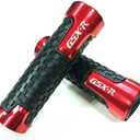 Red Carbon Look Aluminum Motorcycle 22mm Engraved Handle Bar Rubber Gel Hand Grips CNC Bar End 7/8" Compatible with Suzuki GSXR GSX-R 125 150 600 750 1000 1300 Hayabusa