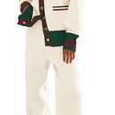 Women's 2 Piece Outfit Lounge Set Trendy Cardigan Sweater Pants Sets V Neck Button Pocket Knit Matching Loungewear (Contrast White, M)