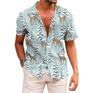 KYKU Hawaiian Shirts for Men Santa Claus Party Casual Button Down Short Sleeve Shirt with Pocket XL