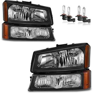 Headlights Assembly W/Bulbs for 2003-2007 Chevy Silverado1500/2500/3500/1500HD/2500HD, 2003-2006 Avalanche 1500/2500 Driver & Passenger Side