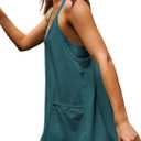 Zhiyouni Women's Summer Sleeveless Mini Dress V Neck Spaghetti Straps Athletic Built-in Shorts Sundress (Green, S)