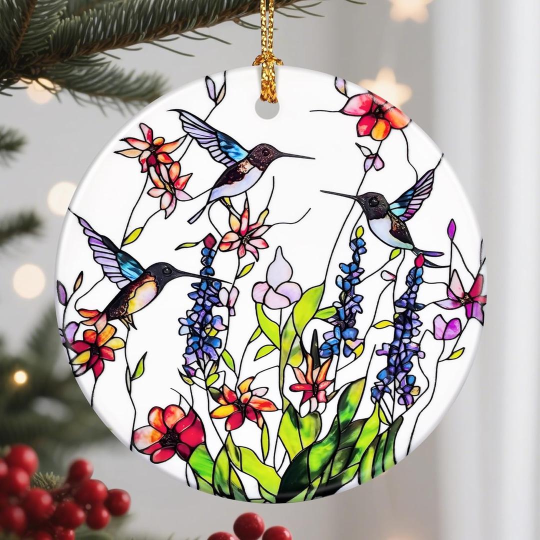 2 x Hummingbird Hanging Ornament, Christmas Ornaments, Xmas Decorations for Tree, Ornaments for Christmas Tree, Holiday Ornament, Hummingbird Gifts, Holiday Party Gifts, and Xmas Gift Ideas