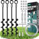 19" Ground Anchors Heavy Duty Shed Anchors Kit, Mobile Home Anchor Earth Anchor with 1/8" Galvanized Cable and Turnbuckles for Sheds Canopy Gazebo Trampoline Swing Set(4x19in)