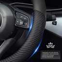 Car Steering Wheel Cover 14.5-15 inch, Microfiber Leather Ice Silk Design, Breathable Comfort Grip, Non-Slip, Black