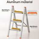 HillhutApex Aluminum Step Stool Foldable,3 Step Ladder (Orange)