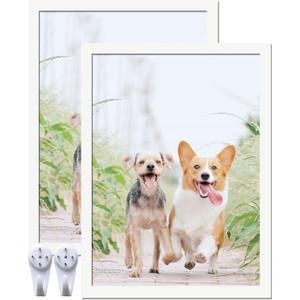 8x11 Picture Frame Set of 2, White Photo Frames High Transparent Wall Gallery Desktop Horizontal Vertical for Canvas Collage Photo Poster Certificate 8 x 11 inches