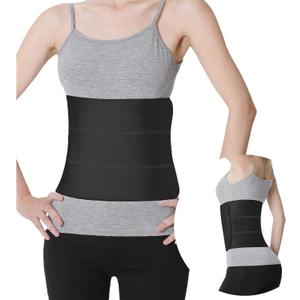 S Abdominal Binder Post Surgery - Elastic Waist Band for Stomach Support & Compression, Bariatric, Tummy Tuck | Latex-free, Breathable Belly Wrap Hernia Belt - (30" - 45") 3 PANEL - 9" High BLACK