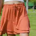 Boho Skirt with Shorts Underneath Mini Ruffle Flowy Swing Skorts Orange L