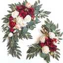 Piklado Faux Flower Swag Set of 2 for Wedding Welcome Signs Floral Swag Wedding Reception Ceremony Signs Decor (Red)