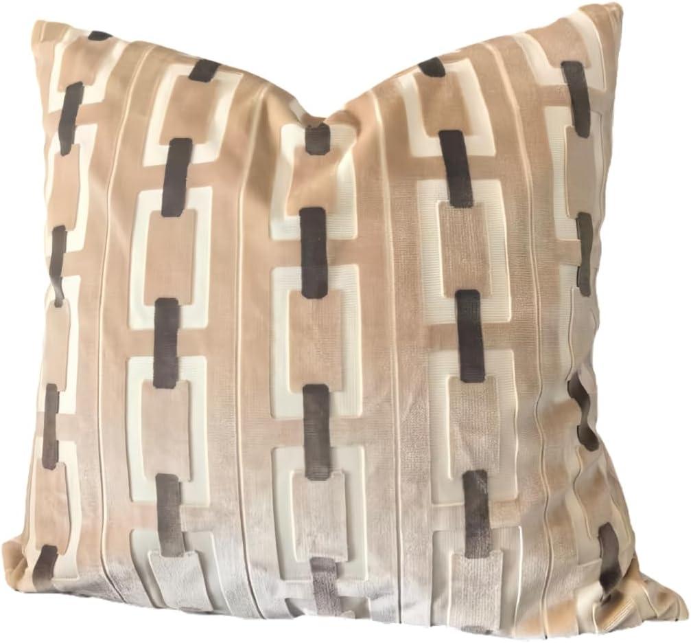 Living Room Decor Couch Throw Pillow Covers with Square 18 * 18 Set of 2 for Cozy Home Bed and Textured Velvet (Light Coffee)