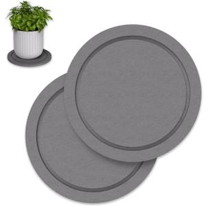 Plant Saucer for Indoors, 2 Pack 10 Inch, Instantly Dry Diatomaceous Earth Plant Trays, Stone Plant Pot Saucers Drip & Drainage Tray, Gray