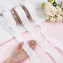 3 Rolls 3 Style 29.84 Yards White Ruffle Edge Chiffon Plaid Ribbon Double Ruffled Gingham Spring Flower Pattern Fabric Ribbons Set for Sewing Making Crafts Wedding Bouquets Gift Wrapping Diy