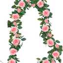 U'Artlines 3 Pack Artificial Pink Rose Vines Floral Garlands Total 19.5 Ft Fake Vine Silk Flower Garland for Indoor Outdoor Home Wedding Arch Garden Wall Decoration (Set of 3)