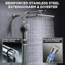Veken 11.8" Brushed Nickel Rain Shower Head with Handheld, High Pressure Handheld Shower Heads with Multi Spray Modes,Rainfall Combo with 15" Metal Extension Arm,Detachable Dual Shower,Regaderas Para