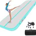 Estgora Gymnastics Mat for Tumbling Tumble Track, Thick Inflatable Gymnastic Training Equipment For kids At Home Gym Cheerleading with Electric Pump (10ft  3.3ft  4inch, Mint Green)