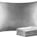 BEDELITE Satin Pillowcase with Zipper 4 Pack, Grey Pillow Cases Standard Size, Super Soft and Cooling Similar to Silk Pillow Cases, Gift for Women Men(20x26 Inches)