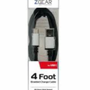 ZGear Braided USB C Sync and Charge Cable - Black, 4 ft
