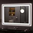 LOAAO 48"X32" LED Bathroom Mirror Black Framed, Anti-Fog, Dimmable, Lighted Bathroom Vanity Mirror for Wall, Memory Function, Tempered Glass