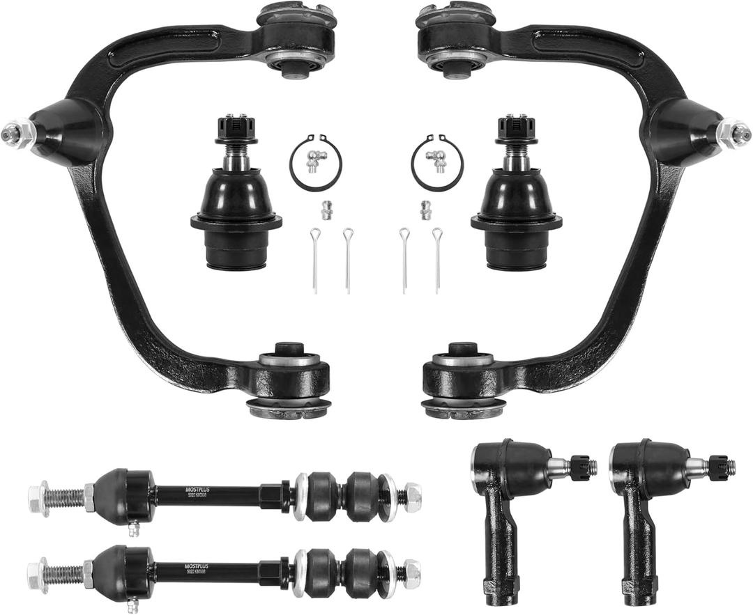 MOSTPLUS 8Pcs Front Upper Control Arm Suspension Kits K80338 ES3691 Compatible with 2005 2006 2007 2008 Ford F-150 4WD/2006-2008 Lincoln Mark LT 4WD with Lower Ball Joint, Outer Tie Rod End, Sway Bar