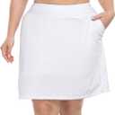 HDE Womens Plus Size Athletic Skort Golf Tennis Skirt with Bike Shorts & Pockets (White) 26