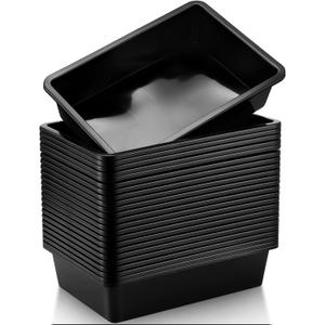 Sintuff 24 Pcs Plastic Paper Trays for Classroom, Stackable Letter Size Flat Organizer Bins for Teacher Desk, Turn in Classroom Trays File Storage Baskets for School Office Supplies (Black)