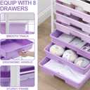 SYKIARIOL Rolling Cart with Drawers,Utility Cart With 8 Drawers and Wooden Tabletop for Living Room,Classroom,Bedroom,Bathroom,Dorm,Office,Purple