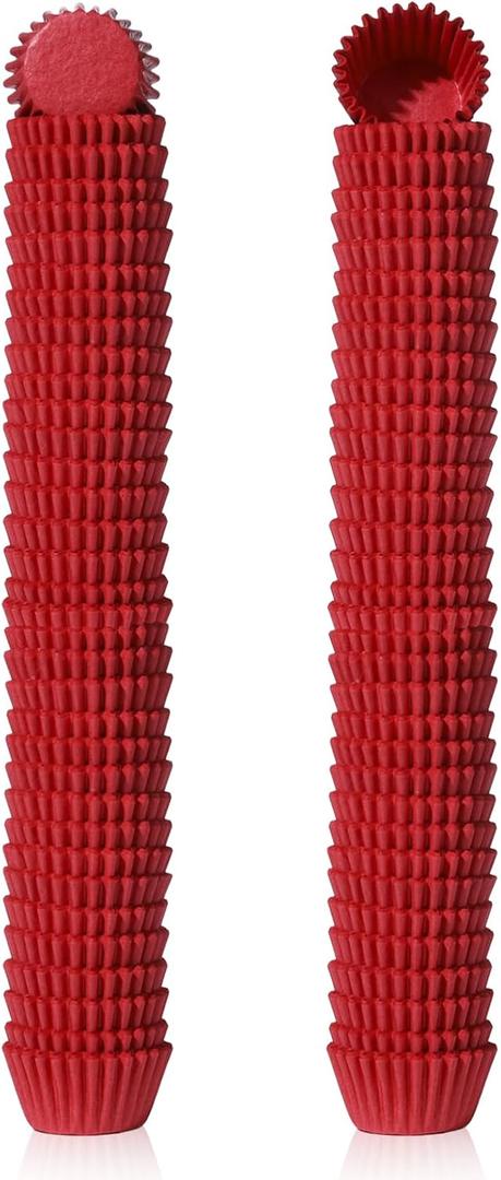 1000pcs Mini Cupcake Liners 1inch Muffin Liners for Baking Candy Paper Cup Truffles Chocolate Strawberry Wrapper Liner for Valentines Xmas Wedding Birthday Baby Shower Spring Party Favor,Red