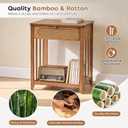 oakvivo Rattan Night Stand, Nightstand Bedside Table, Walnut Side Tables, 19.69"W x 15.75"D x 26.77"H