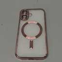 Misea Magnetic for iPhone 16 Case Compatible with MagSafe [Never Yellowing] [Military Grade Drop Protection] Full Camera Lens Protector Plating Soft Clear Phone Case for Women 6.1 inch, Pink