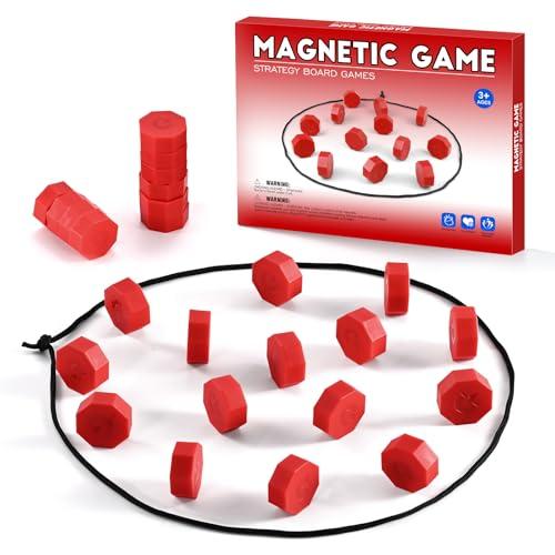 Magnetic Chess Game with Stones, Magnet Game with String, Strategy Board Games, Family Games for Kids and Adults