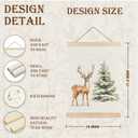 URLLUAE Christmas Tree Deer Winter Forest Wall Art Posters, Rustic Snow Covered Christmas Tree Cabin Winter Scene Poster Hanger Frame for Home Bedroom Living Room Wall Decor, 12x16 Inch Set of 2