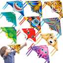 TCVENTS 20 Pack Mini Kites for Boys Girls 3-5 6 7 8 Gift & Party Favors, Finger Launcher Kites Easy to Fly Ejection Kite for Kids Teens Ages 4-18 Yard Park Outdoor Sports Flying Toys(10 Patterns, B)