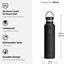 Hydro Flask Water Bottle - Insulated Stainless Steel - Non Spill, Leakproof in 24 Oz Tonal White