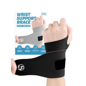 Wrist Brace for Carpal Tunnel: Wrist Support Compression Wraps for Women and Men Arthritis Tendonitis Pain Relief fits Left and Right Hands 1 Pack Black (One Size)