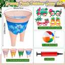21 Pcs Hawaiian Luau Party Game Set, 4 Summer Theme Giant Granny Pants with 1 Pump 12 Beach Balls & 4 Funny Tropical Palm Flamingo Glasses, Outdoor Tossing Activity for Family Adults