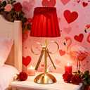 Chunful Bow Lamp Plugged in for Women Room Coquette Lamp Metal Touch Desk Decor 11.8 Inch Tall Cute Bedside Light with Scallop Skirt Shade Modern Princess Bedroom Nursery Decoration