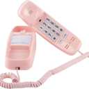 Pink Landline Phone Inspired by 90s Vintage Princess Phone with 110DB+ Loud Ringer, Retro Wall Phone No Power Required, Pink Corded Telephone for Kids/Seniors, Cute Novelty Landline Phones for Home