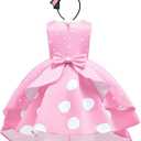 IWEMEK Girls Polka Dot Halloween Christmas Princess Party Cosplay Pageant Fancy Costume Tutu Birthday Dress up+Ears Headband Size 130