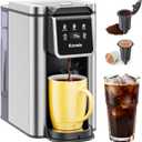 K Cup Coffee Maker, Hot & Iced Coffee Maker for K Cup and Grounds, 6-14 Oz Brew Sizes, 50oz Removable Tank, Single Cup Coffee Maker with Descaling Reminder, Stainless Steel, Black