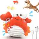 GUKCO Crab Interactive Dog Toys Rechargeable Self-Play Toy with Motion-Activated Ball & Music Recording Modes for Small, Medium & Large Dogs, Moving Dog Toy to Keep Them Busy
