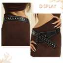 Women's Wide Waist Belt Punk Belts for Women Rivet-Studded Thick Belt (Black)