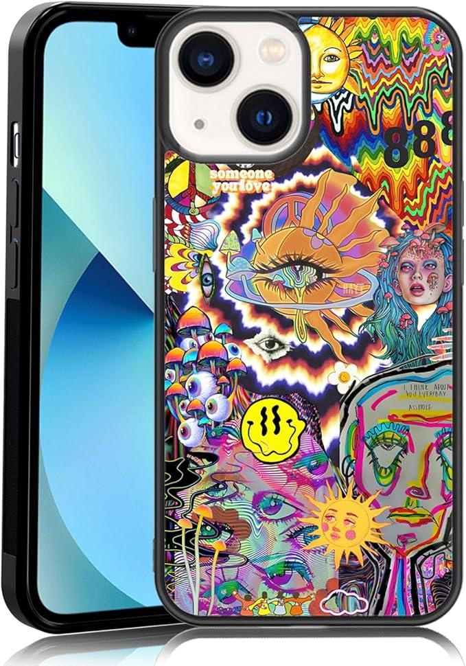 Vintage Trippy Phone Case Fit for iPhone 13 — TPU Shockproof Protective Art Evil Eyes Phone Cover Gift for Boy Girl Men Women, TrippyONE