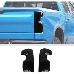 JWWY Tail Light Taillight Rear Light Garnish Cover Trim Fit Fit for 2022 2023 2024 2025 Chevy Silverado Exterior Accessories Blackened(Smoked Black)