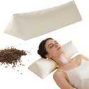 Buckwheat Pillow - Adjustable Buckwheat Neck Pillow(17x6) to Provide Firm Support, Neck Roll Pillow for Side and Back Sleepers, Bolster Pillow with Organic Pillowcase, Triangle Pillows