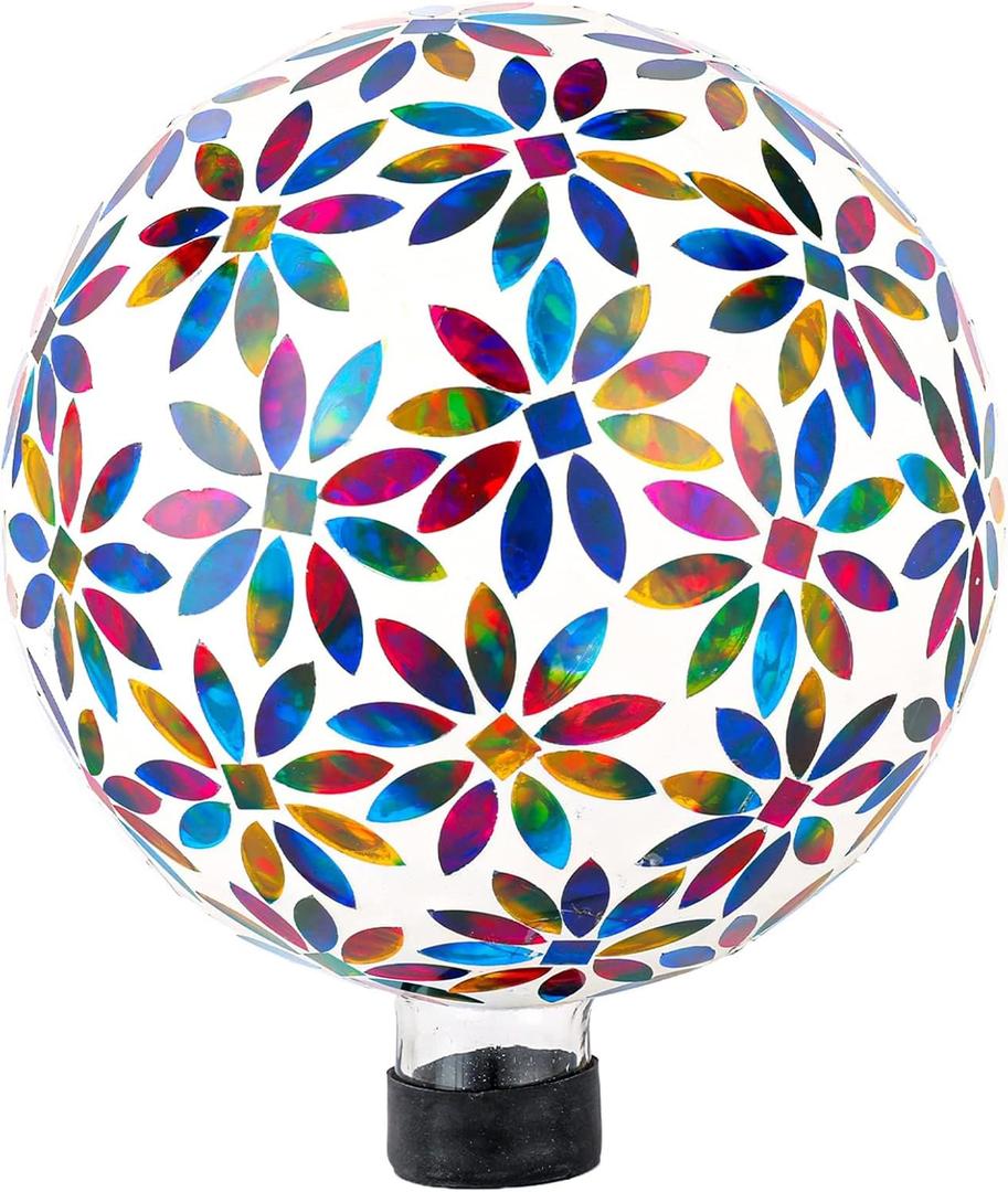 VCUTEKA Gazing Ball, Glass Mosaic Gazing Balls Sphere for Garden Lawn Outdoor Ornament Yard Decorative, 10-Inch, Multicolor