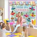 88 Pcs Summer Surfboard Bulletin Board Decoration Set Hawaiian Beach Surfing Paper Cutouts with 150 Pcs Glue Points for Back to School Classroom Photo Name